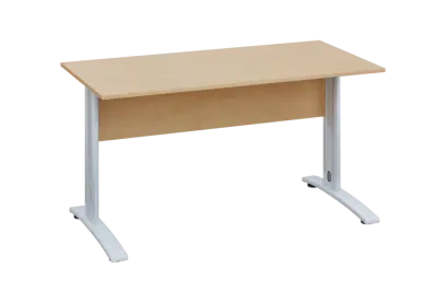 EPK 27 - 14 stůl kancelářský, kovová podnož bílá, deska 25 mm, široký 1400 mm, bříza irská